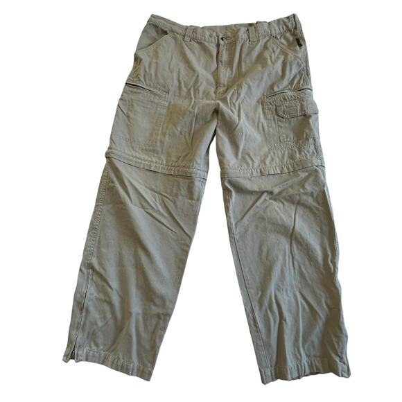 Convertible Cargo Hiking Pants Khaki Cotton Zip-Off Size 36x30 - Picture 1 of 12